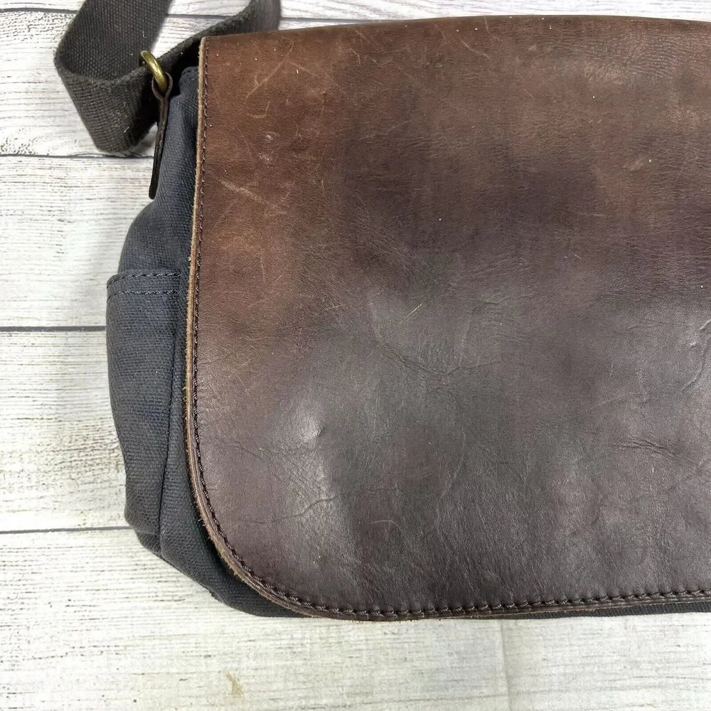Patricia Nash Men's Leather Brown Blue Messenger Bag Travelers
